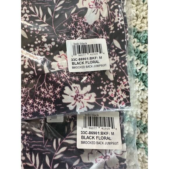 NWT bobi Los Angeles Printed Crepe Smocked Back Jumpsuit, Size Medium - Picture 8 of 8